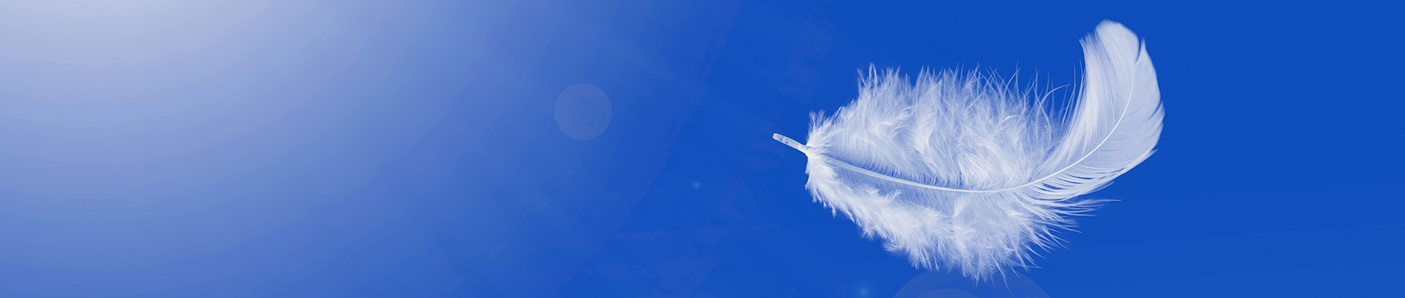 falling feather against a blue sky